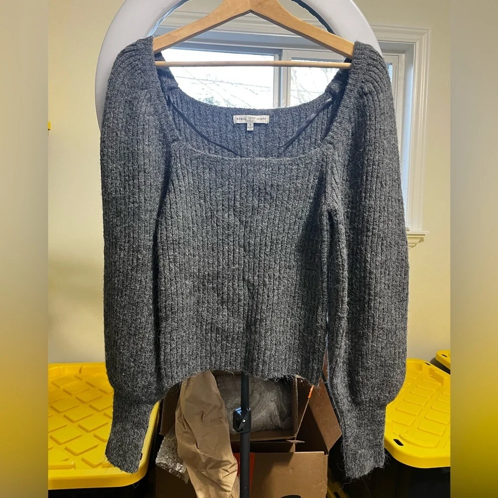 Rebecca Minkoff Grey Wool Puff Sleeve Pixi Sweater - Picture 11 of 15